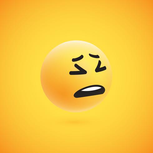 Cute high-detailed yellow 3D emoticon for web, vector illustration