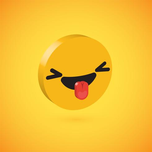 Yellow high detailed 3D disc emoticon, vector illustration