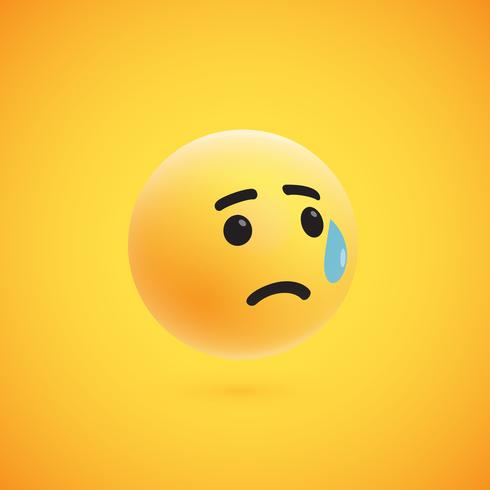 Cute high-detailed yellow 3D emoticon for web, vector illustration