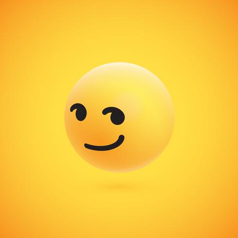 Cute high-detailed yellow 3D emoticon for web, vector illustration