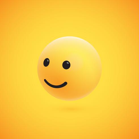 Cute high-detailed yellow 3D emoticon for web, vector illustration