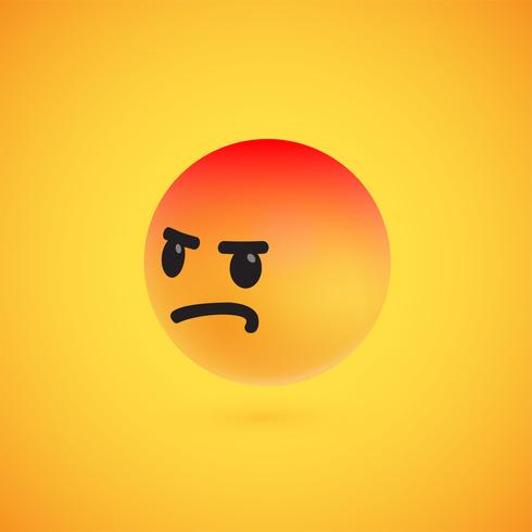 Cute high-detailed yellow 3D emoticon for web, vector illustration