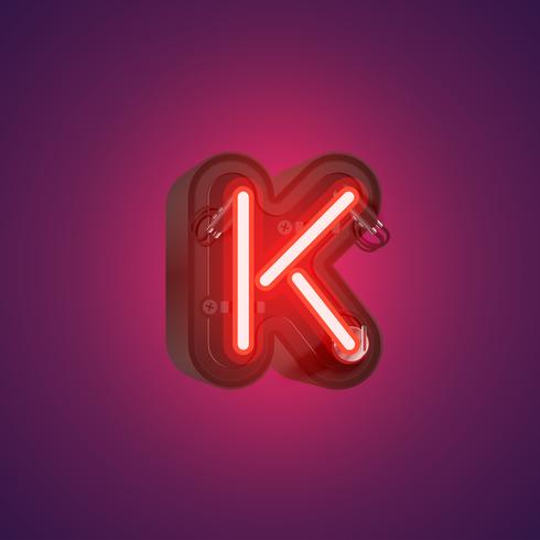 Realistic neon character from a set with console, vector illustration