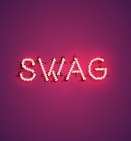Neon realistic word for advertising, vector illustration