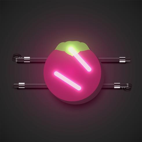 Realistic neon fruits with console, vector illustration