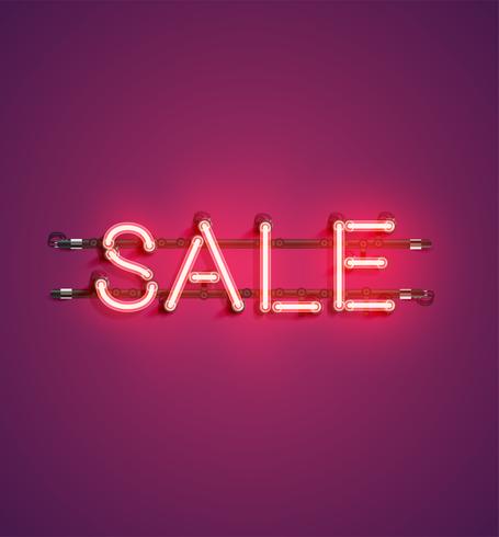 Neon realistic word for advertising, vector illustration