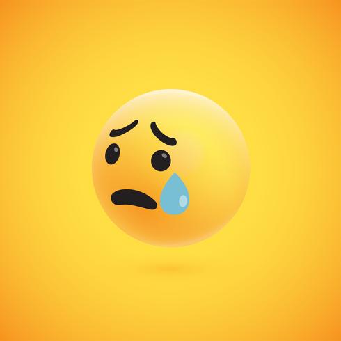 Cute high-detailed yellow 3D emoticon for web, vector illustration