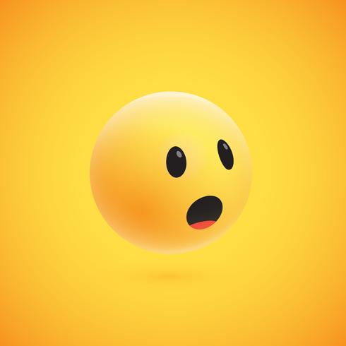 Cute high-detailed yellow 3D emoticon for web, vector illustration