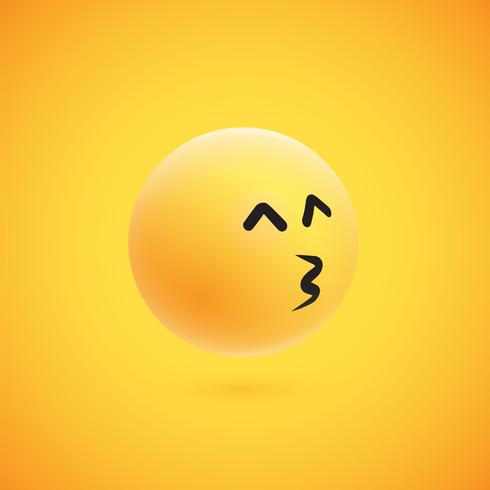 Lindo emoticon amarillo 3D altamente detallado para web, ilustración vectorial vector
