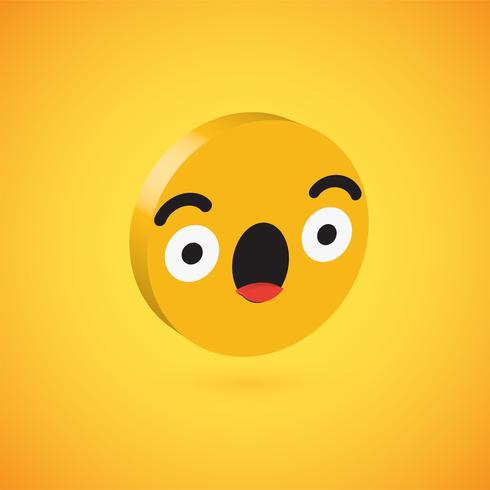 Yellow high detailed 3D disc emoticon, vector illustration