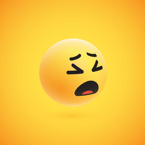 Cute high-detailed yellow 3D emoticon for web, vector illustration