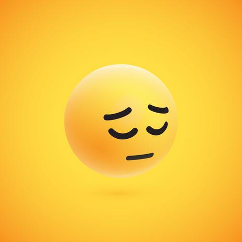 Cute high-detailed yellow 3D emoticon for web, vector illustration