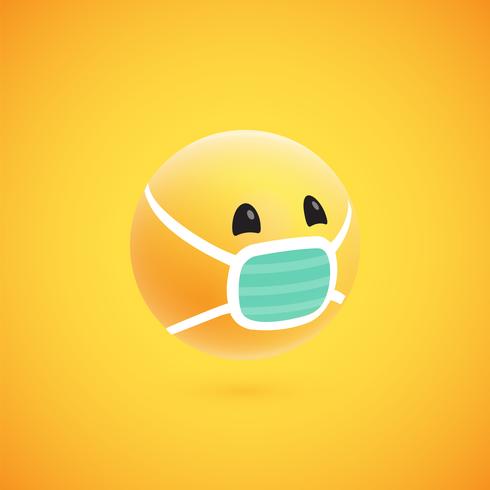 Cute high-detailed yellow 3D emoticon for web, vector illustration