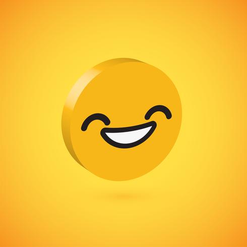 Emoticon de disco 3D alto detallado amarillo, ilustración vectorial vector