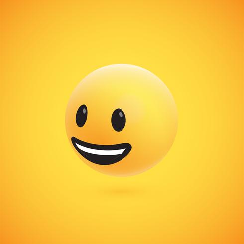 Cute high-detailed yellow 3D emoticon for web, vector illustration