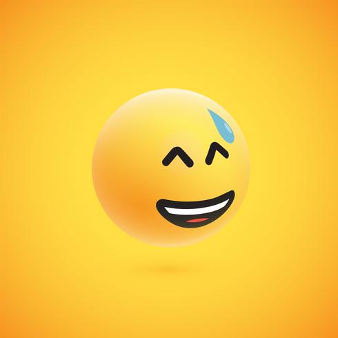 Cute high-detailed yellow 3D emoticon for web, vector illustration