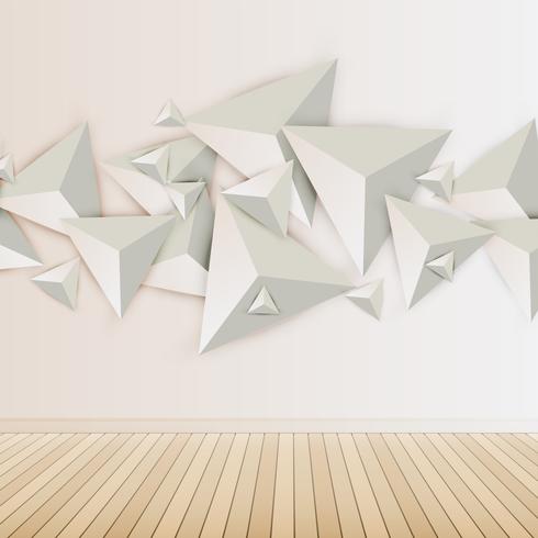 Abstract 3D triangles on light background, vector illustration