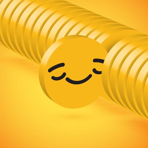 Yellow high detailed 3D disc emoticon selected, vector illustration