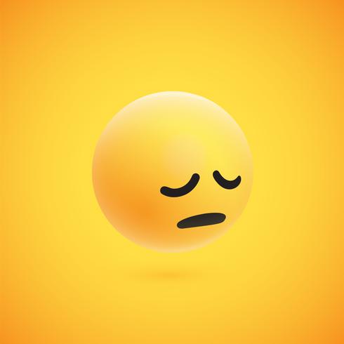 Cute high-detailed yellow 3D emoticon for web, vector illustration