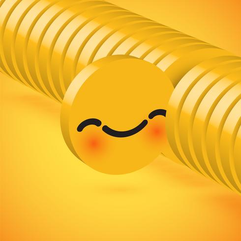 Yellow high detailed 3D disc emoticon selected, vector illustration