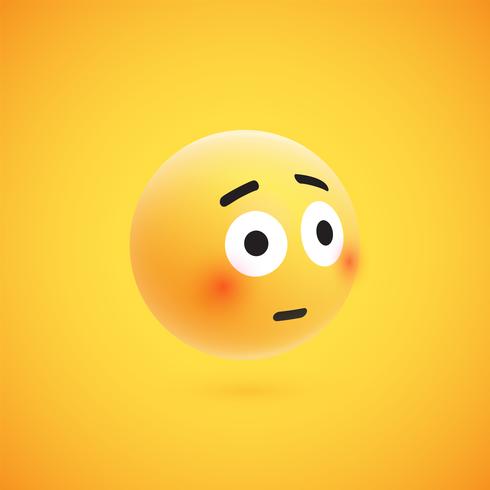 Lindo emoticon amarillo 3D altamente detallado para web, ilustración vectorial vector