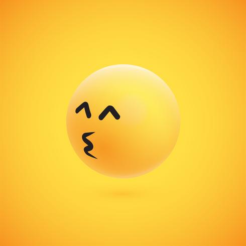 Cute high-detailed yellow 3D emoticon for web, vector illustration