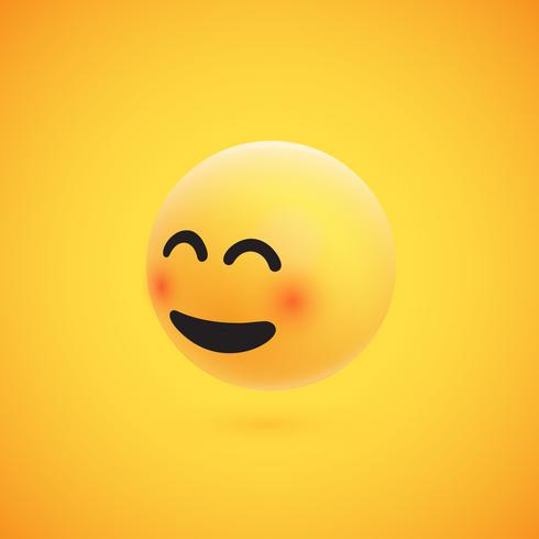 Cute high-detailed yellow 3D emoticon for web, vector illustration