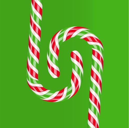 High detailed red and green candy cane, vector illustration