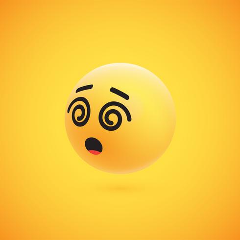 Cute high-detailed yellow 3D emoticon for web, vector illustration