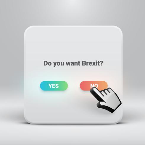 Question card for Brexit with yes-no buttons, vector illustration