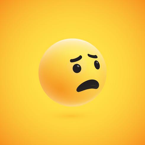 Cute high-detailed yellow 3D emoticon for web, vector illustration