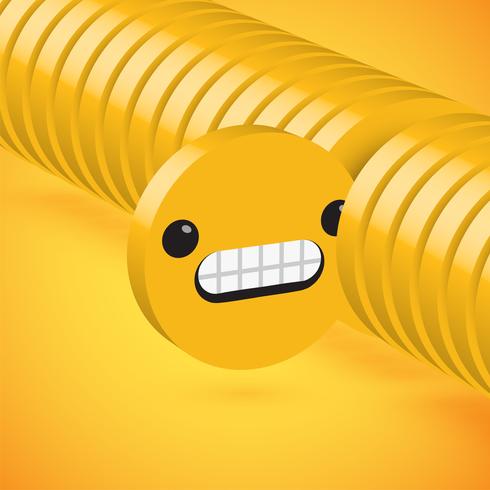 Yellow high detailed 3D disc emoticon selected, vector illustration