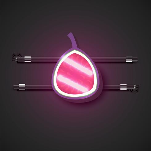 Realistic neon fruits with console, vector illustration