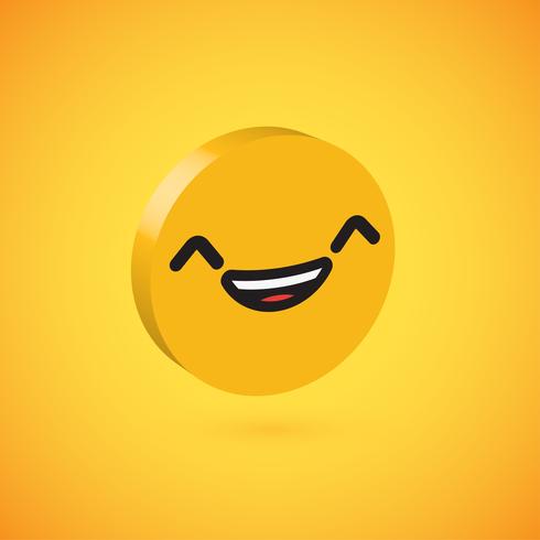 Yellow high detailed 3D disc emoticon, vector illustration