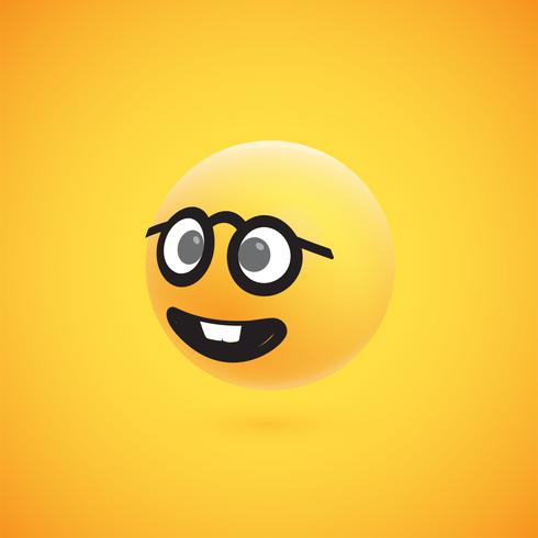 Lindo emoticon amarillo 3D altamente detallado para web, ilustración vectorial vector