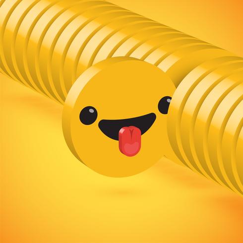 Yellow high detailed 3D disc emoticon selected, vector illustration