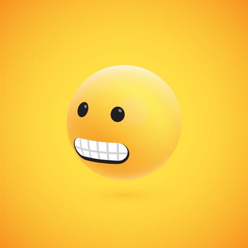 Cute high-detailed yellow 3D emoticon for web, vector illustration