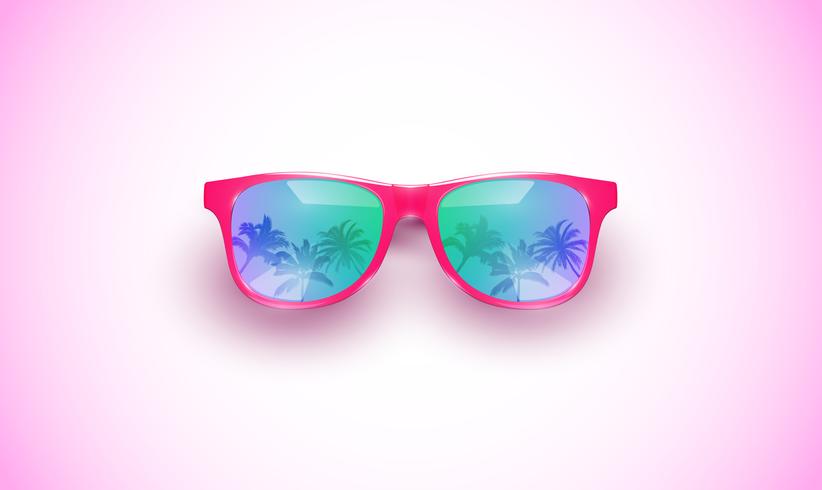 Gafas de sol vector realista en un fondo colorido, ilustración vectorial