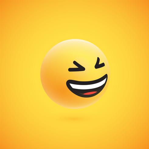 Cute high-detailed yellow 3D emoticon for web, vector illustration