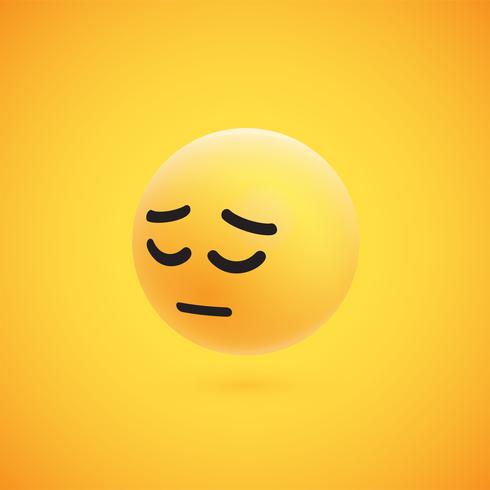 Cute high-detailed yellow 3D emoticon for web, vector illustration