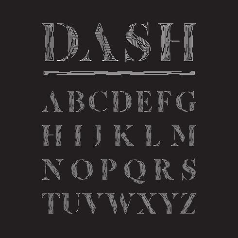 Elegant fontset made by dashed lines, vector illustration