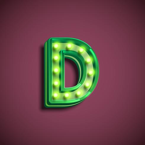 'Broadway' character with lamps from a fontset, vector illustration