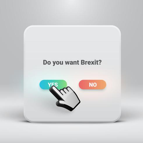 Question card for Brexit with yes-no buttons, vector illustration