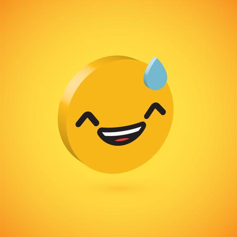 Yellow high detailed 3D disc emoticon, vector illustration