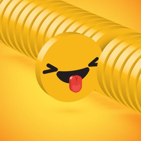 Yellow high detailed 3D disc emoticon selected, vector illustration