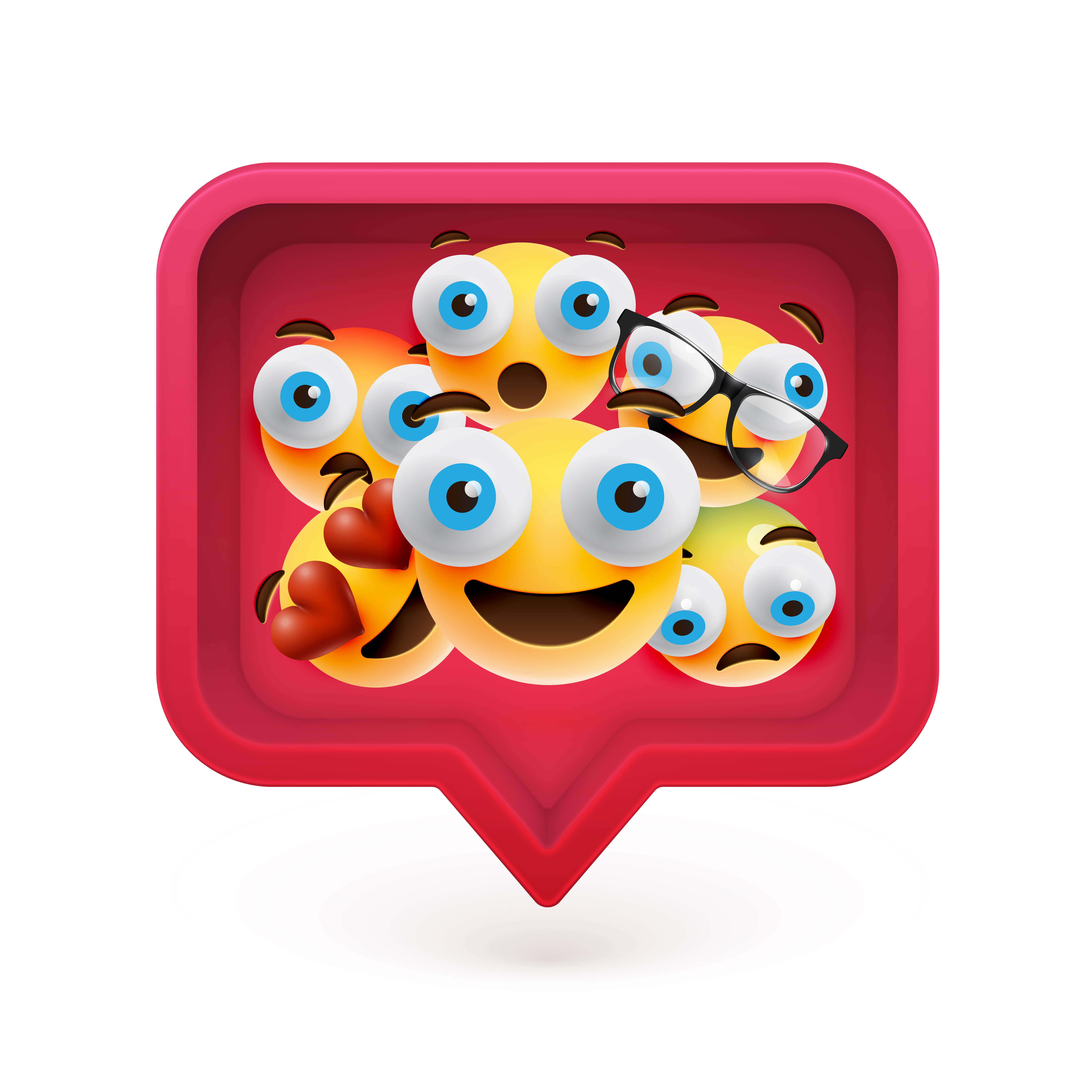 Highdetailed emoticons in a red 3D speech bubble, vector illustration 415660 Vector Art at Vecteezy