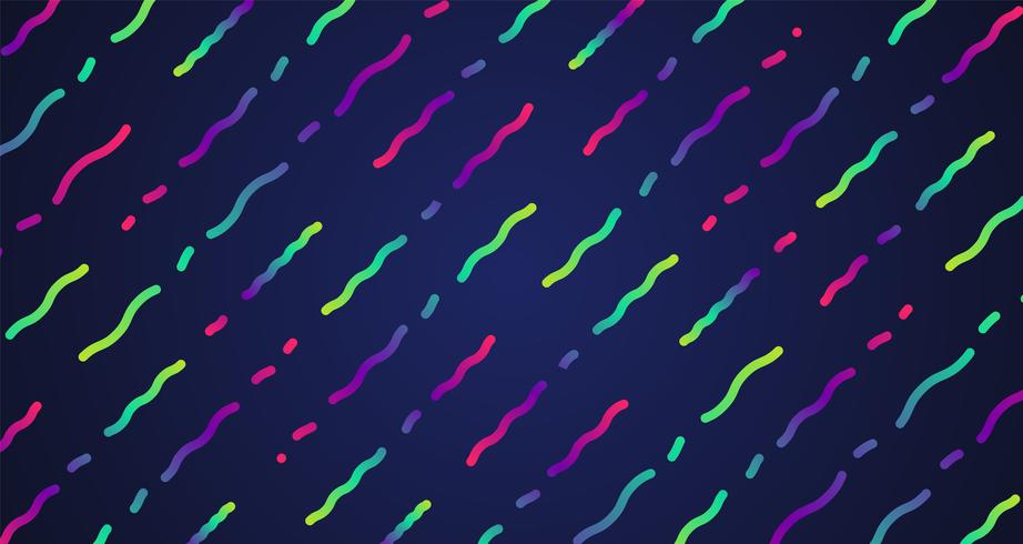 Colorful neon dashed lines, vector illustration