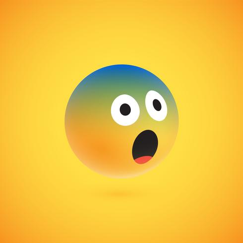 Cute high-detailed yellow 3D emoticon for web, vector illustration