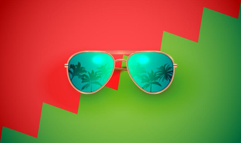 Realistic vector sunglasses on a colorful background, vector illustration