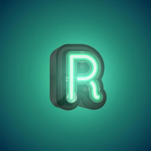 Realistic neon character from a set with console, vector illustration